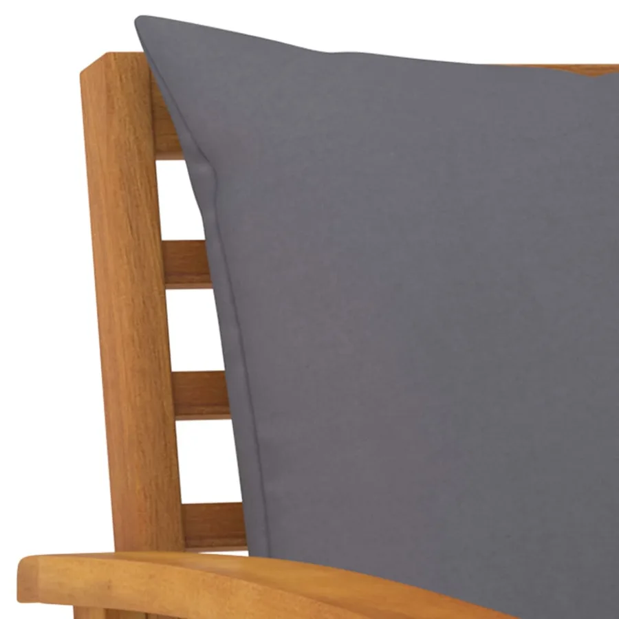 Salon de jardin 5 pcs avec coussin Bois d'acacia solide - 8