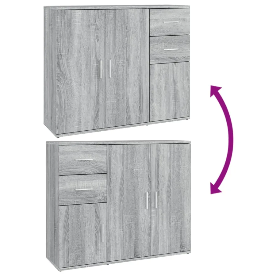 Buffet Sonoma gris 91x29,5x75 cm Bois d'ingénierie - 9