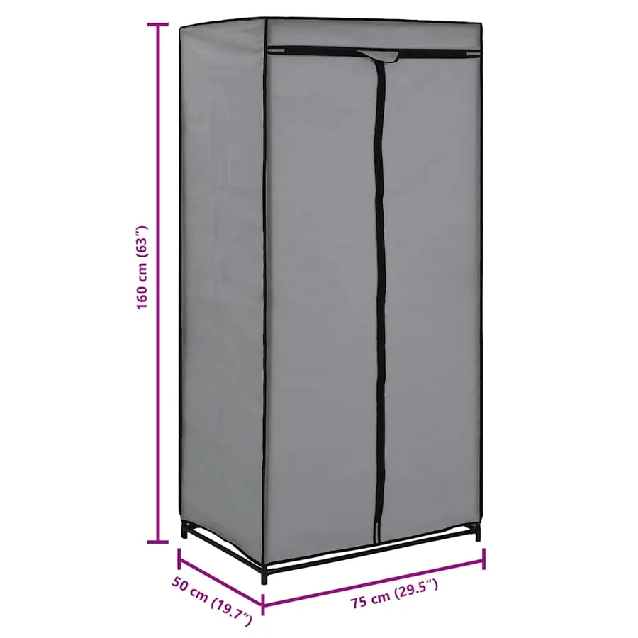 Garde-robe Gris 75x50x160 cm - 9