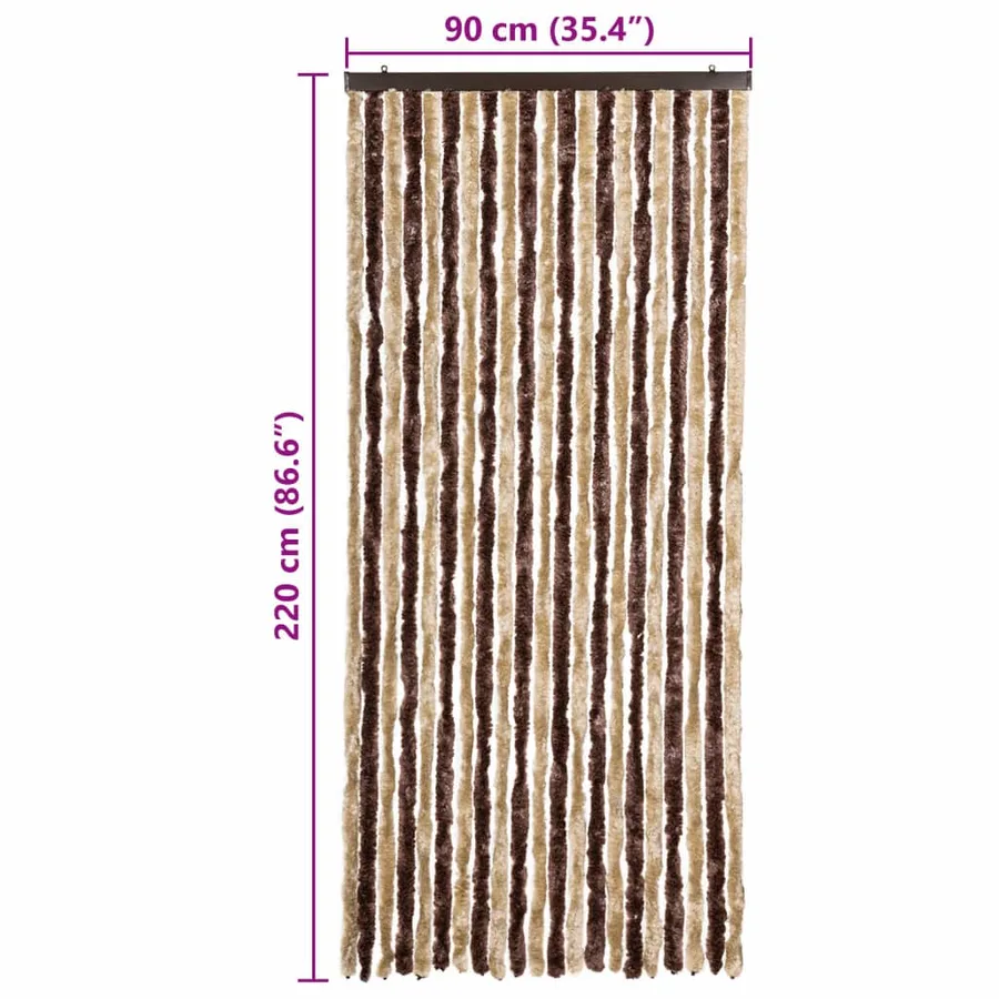 Moustiquaire Beige et marron clair 90x220 cm Chenille - 7