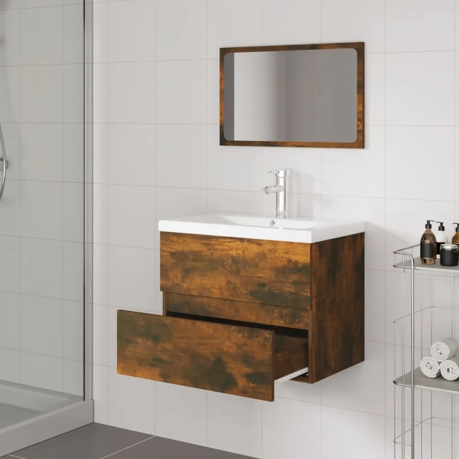 Meubles de salle de bain Chêne fumé Bois d'ingénierie - 4