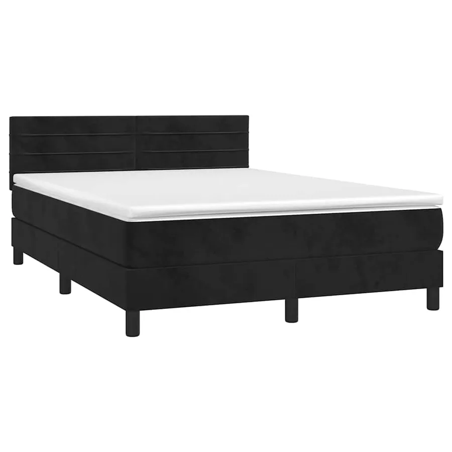Sommier à lattes de lit avec matelas Noir 140x190 cm Velours - 3