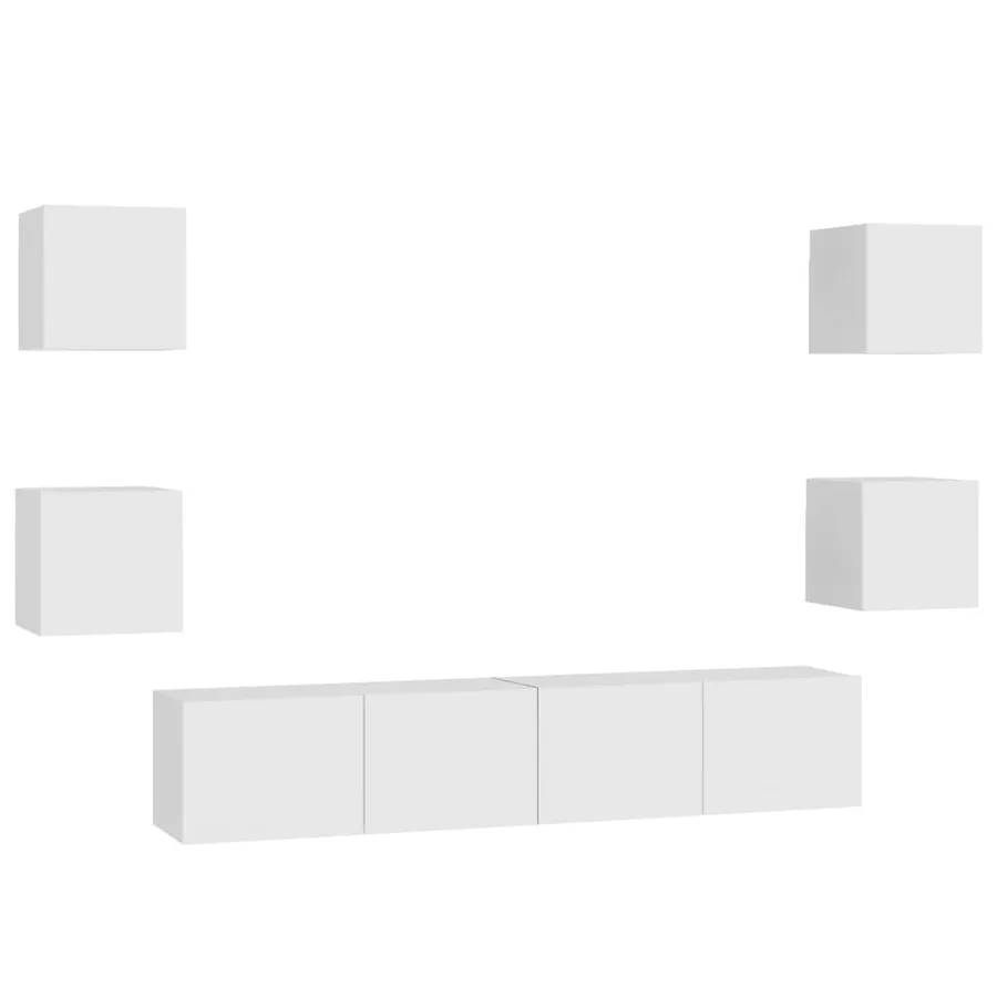 Ensemble de meubles TV 6 pcs Blanc Bois d'ingénierie - 2