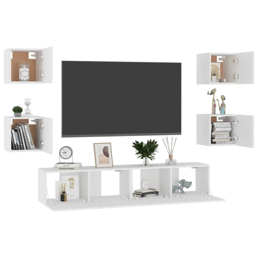 Ensemble de meubles TV 6 pcs Blanc Bois d'ingénierie - 3