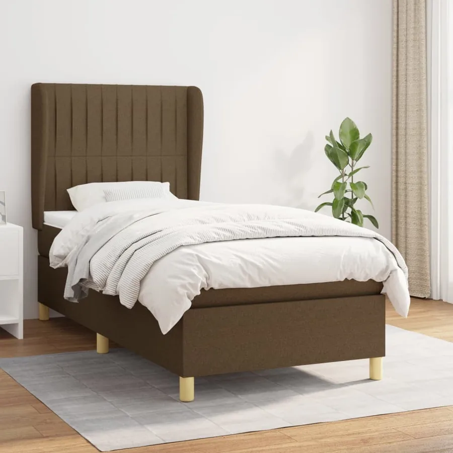 Sommier à lattes de lit avec matelas Marron foncé 100x200 cm