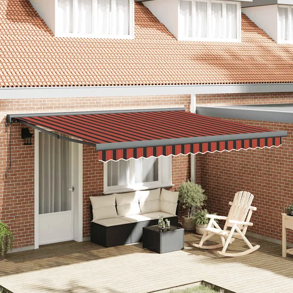 Auvent rétractable orange et marron 4x3 m tissu et aluminium
