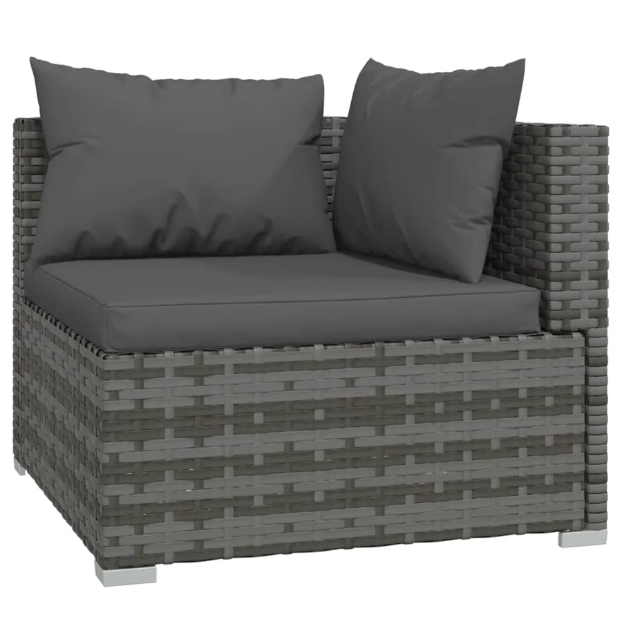 Salon de jardin 11 pcs avec coussins Résine tressée Gris - 3