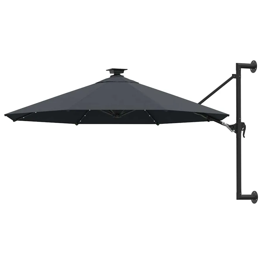 Parasol mural de jardin avec LED 300 cm anthracite