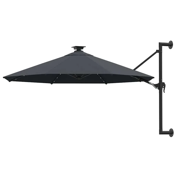 Parasol mural de jardin avec LED 300 cm anthracite