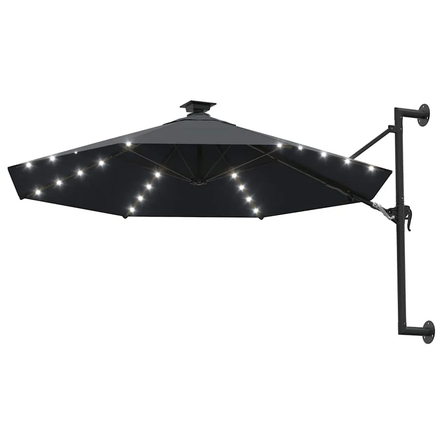 Parasol mural de jardin avec LED 300 cm anthracite - 2