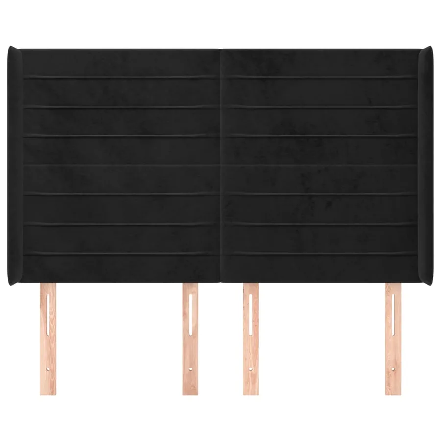 Tête de lit avec oreilles Noir 147x16x118/128 cm Velours - 3