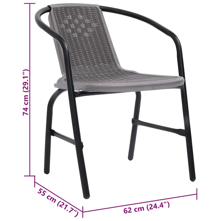 Chaises de jardin lot de 2 Plastique Rotin et acier 110 kg - 8