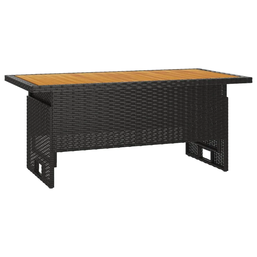 Table de jardin noir 100x50x43/63 cm acacia et résine tressée - 2