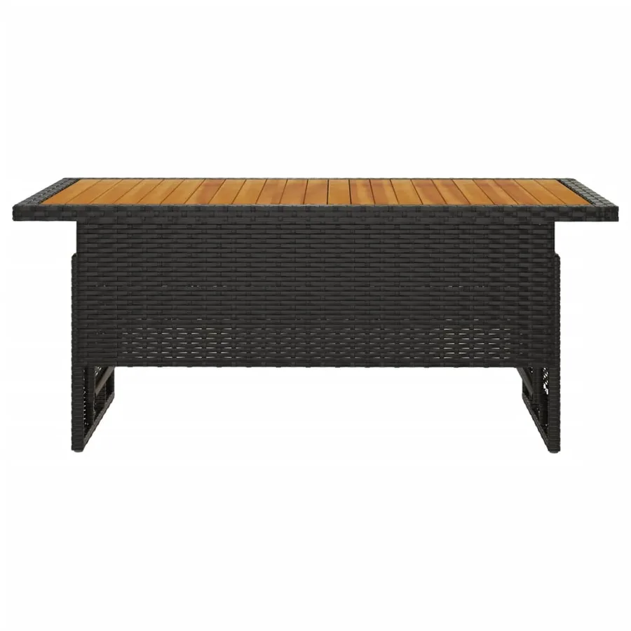 Table de jardin noir 100x50x43/63 cm acacia et résine tressée - 3