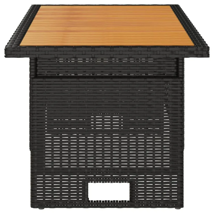 Table de jardin noir 100x50x43/63 cm acacia et résine tressée - 4