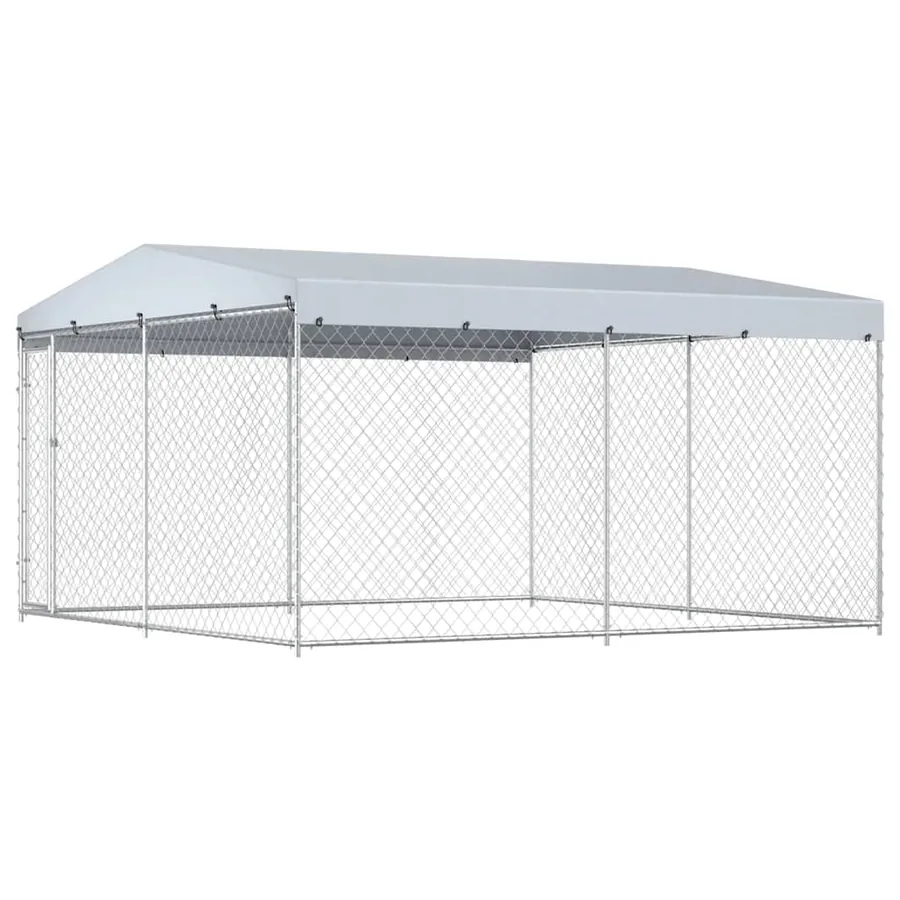 Chenil extérieur avec toit pour chiens 382x382x225 cm
