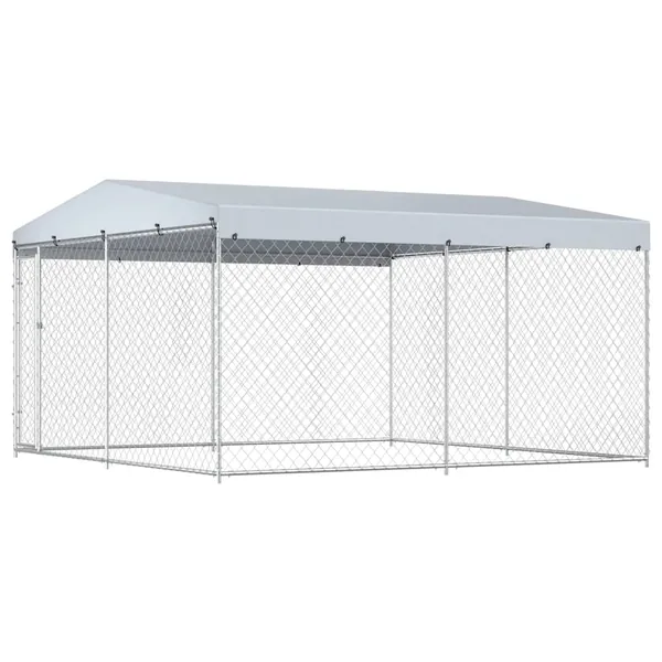 Chenil extérieur avec toit pour chiens 382x382x225 cm