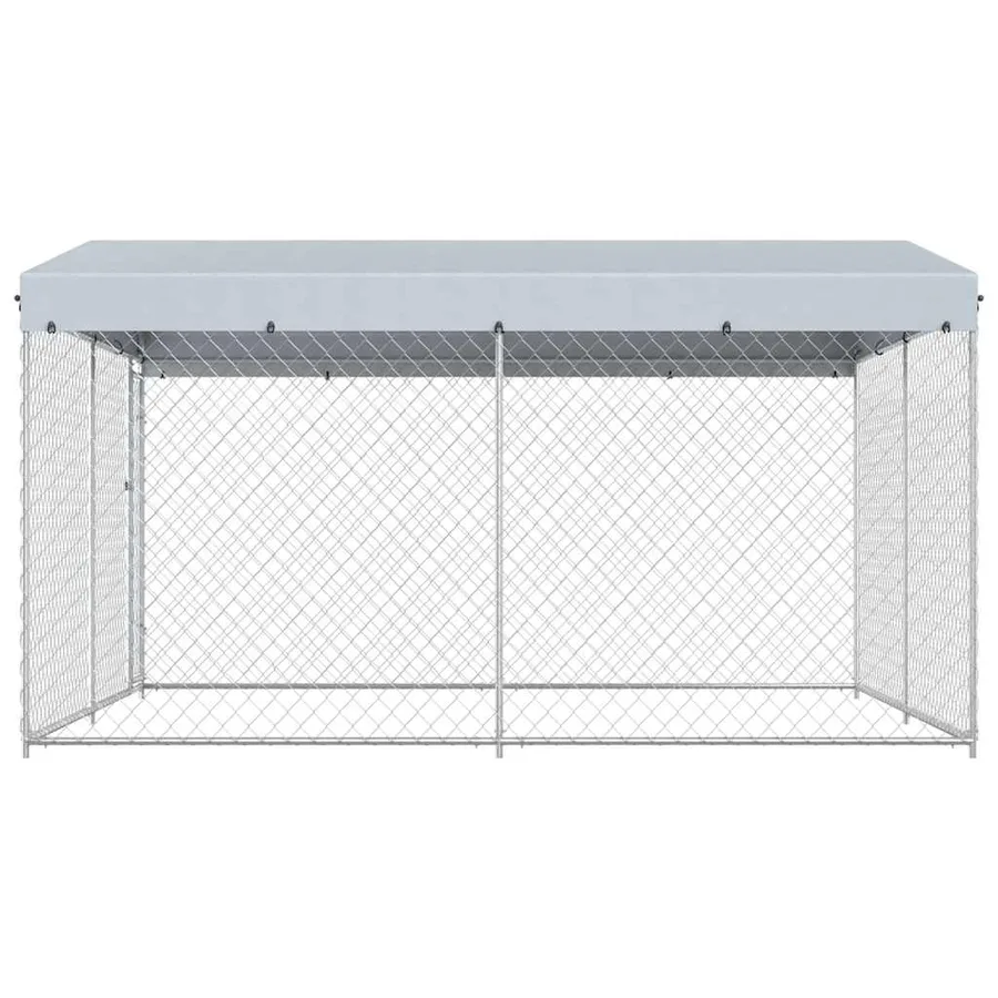 Chenil extérieur avec toit pour chiens 382x382x225 cm - 2