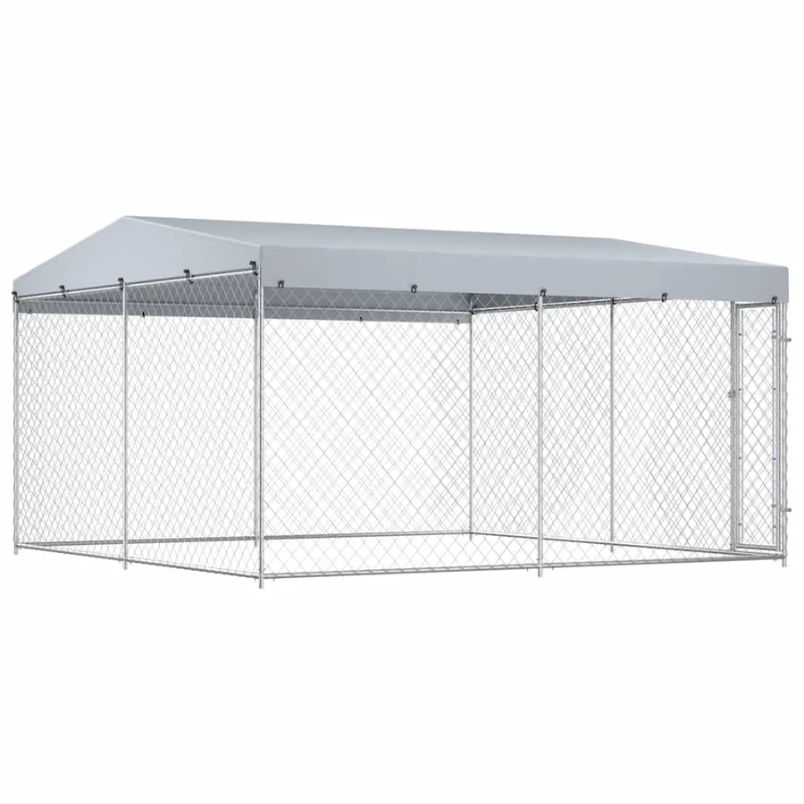 Chenil extérieur avec toit pour chiens 382x382x225 cm - 4