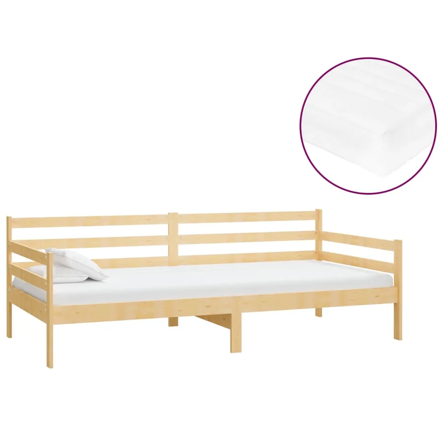 Lit de repos avec matelas 90x200 cm Bois de pin massif - 2