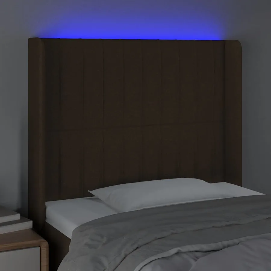 Tête de lit à LED Marron foncé 103x16x118/128 cm Tissu - 4