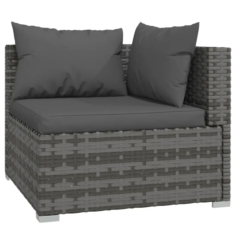 Salon de jardin 8 pcs avec coussins résine tressée gris - 5