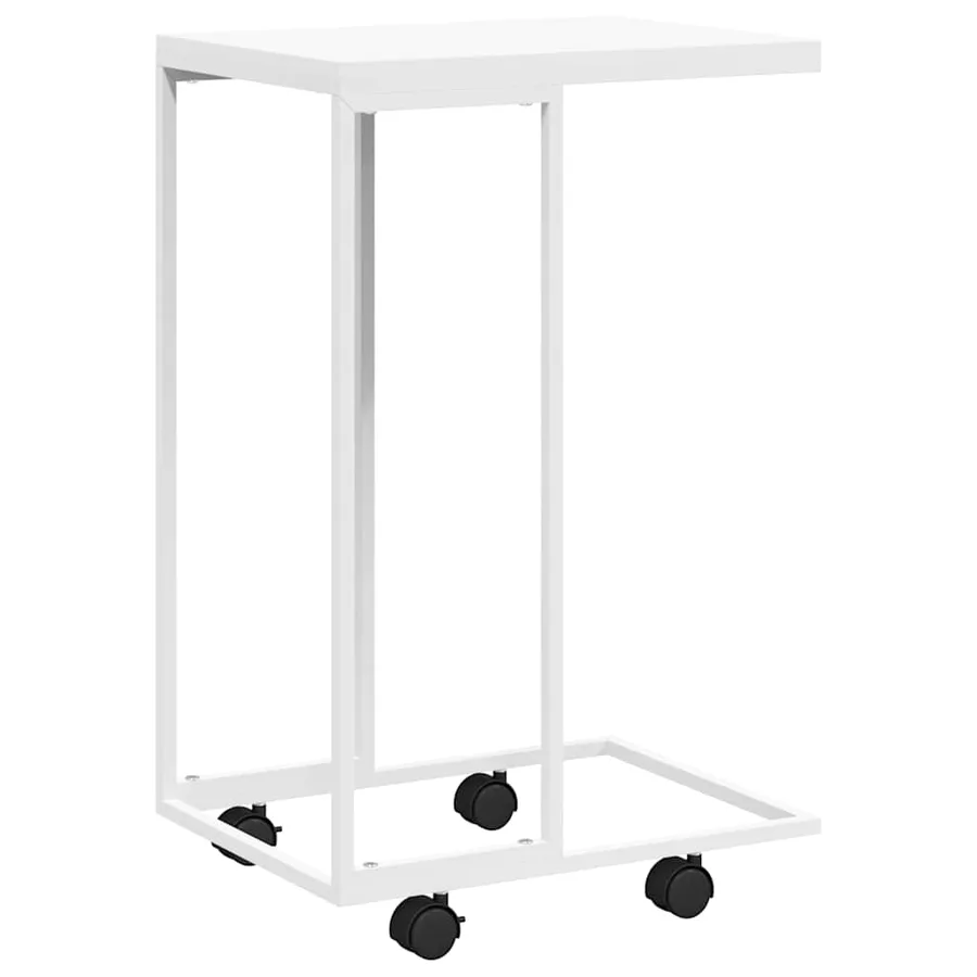 Table d'appoint avec roues Blanc 40x30x63,5cm Bois d'ingénierie - 2