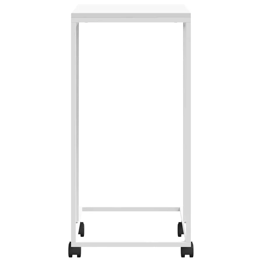 Table d'appoint avec roues Blanc 40x30x63,5cm Bois d'ingénierie - 5