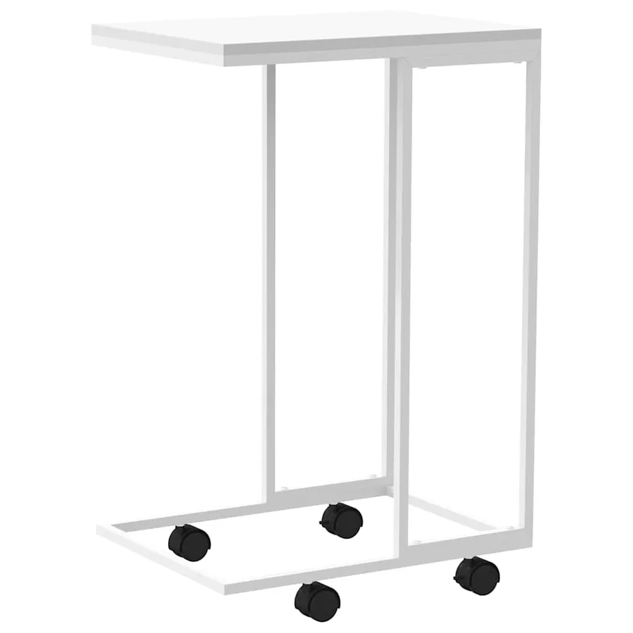 Table d'appoint avec roues Blanc 40x30x63,5cm Bois d'ingénierie - 6
