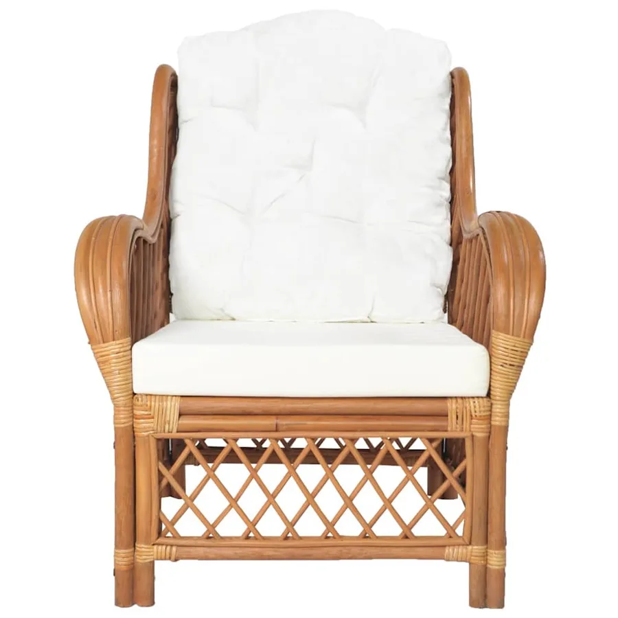 Canapé avec coussin Marron clair Rotin naturel et lin - 2