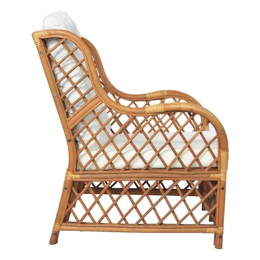 Canapé avec coussin Marron clair Rotin naturel et lin - 3