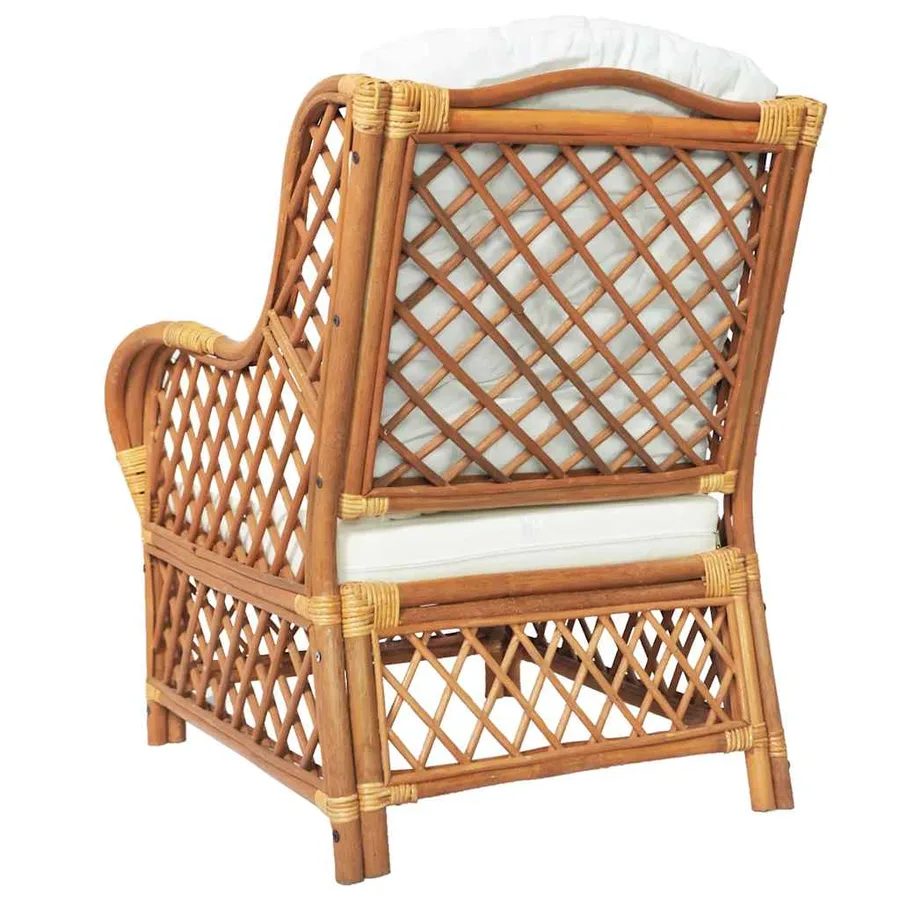 Canapé avec coussin Marron clair Rotin naturel et lin - 4