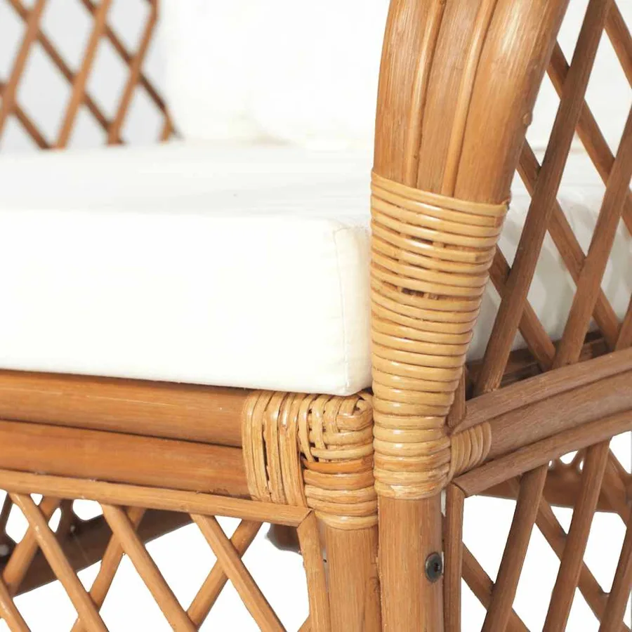 Canapé avec coussin Marron clair Rotin naturel et lin - 5