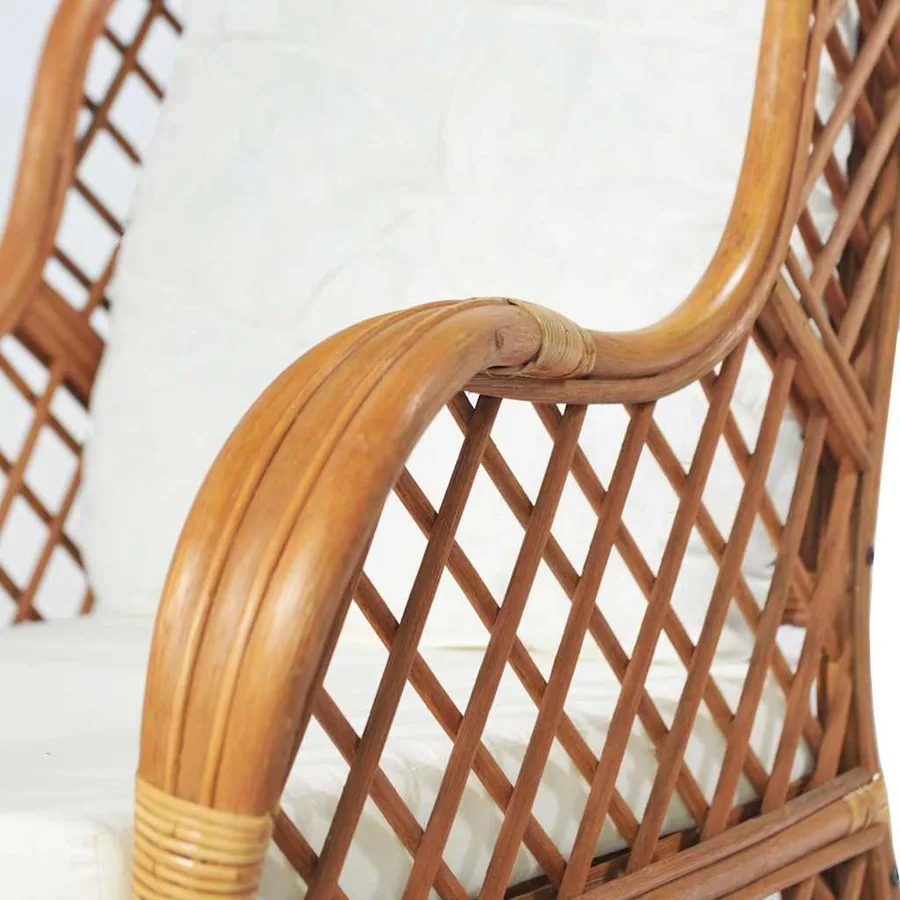 Canapé avec coussin Marron clair Rotin naturel et lin - 6