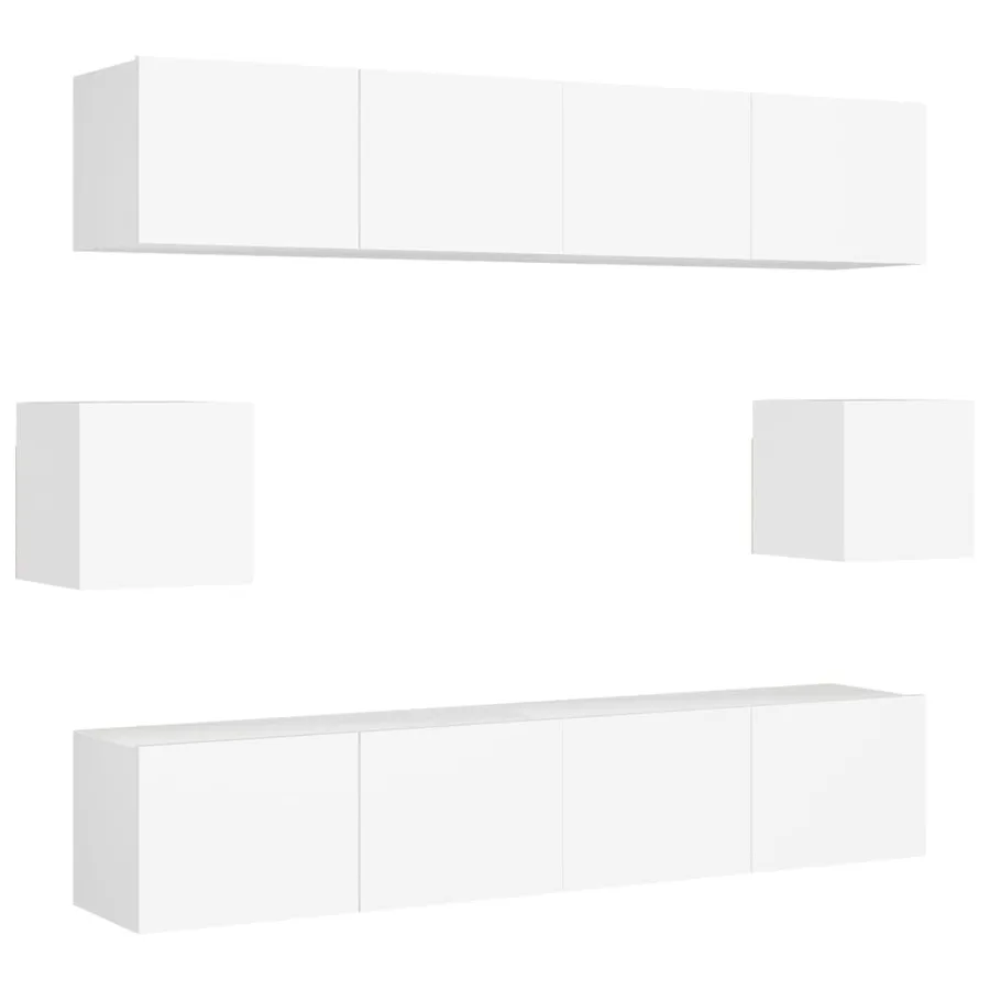 Ensemble de meubles TV 6 pcs Blanc Bois d'ingénierie - 2