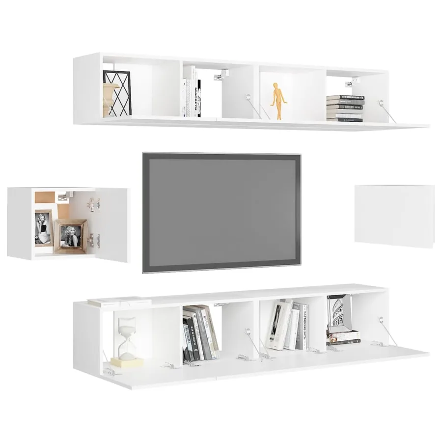 Ensemble de meubles TV 6 pcs Blanc Bois d'ingénierie - 3