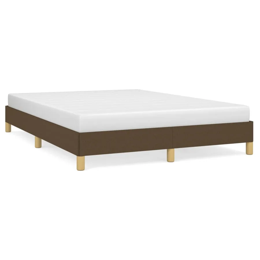 Cadre de lit sans matelas marron foncé 140x190 cm tissu - 2
