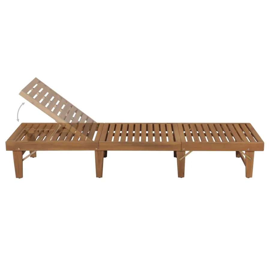Chaise longue pliable Bois d'acacia solide - 4