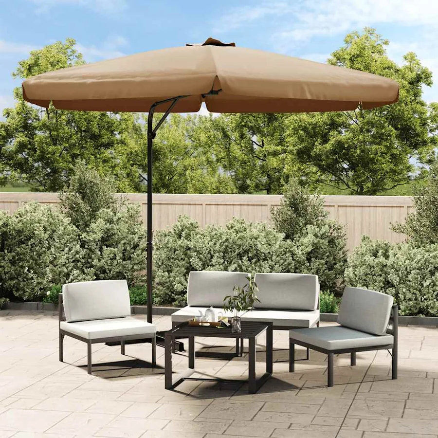 Parasol de jardin avec mât en acier 300 cm Taupe