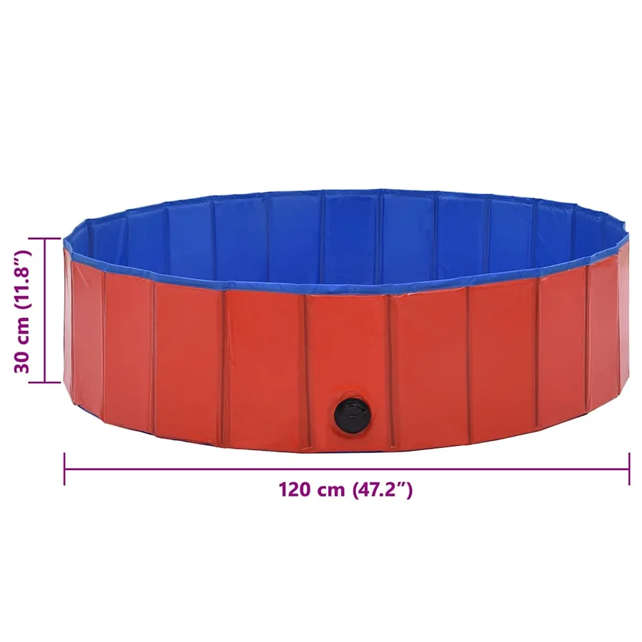 Piscine pliable pour chiens Rouge 120x30 cm PVC - 10