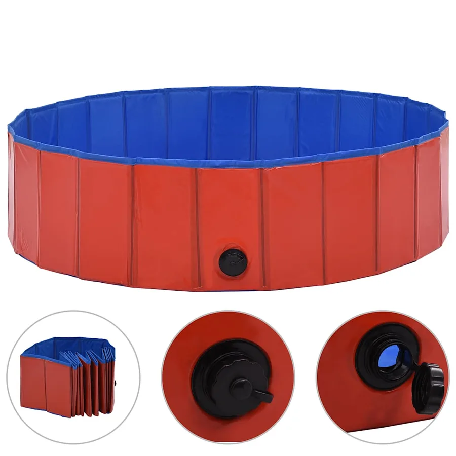 Piscine pliable pour chiens Rouge 120x30 cm PVC - 2