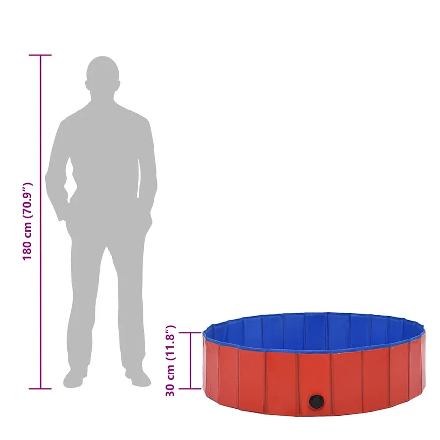 Piscine pliable pour chiens Rouge 120x30 cm PVC - 9