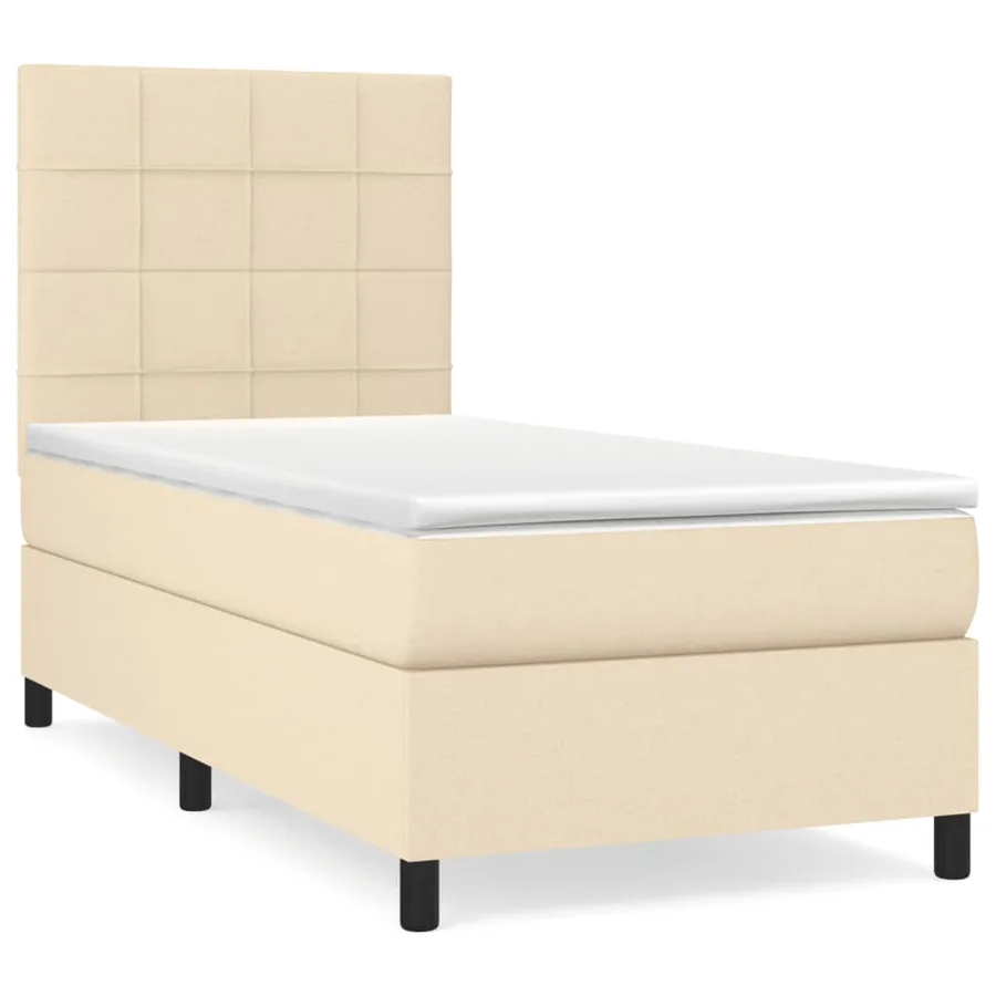 Sommier à lattes de lit et matelas Crème 90x190 cm Tissu - 2