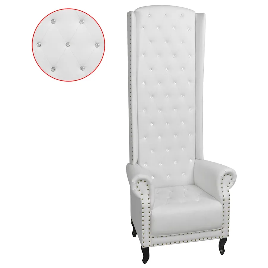 Chaise à dossier haut blanc similicuir - 2