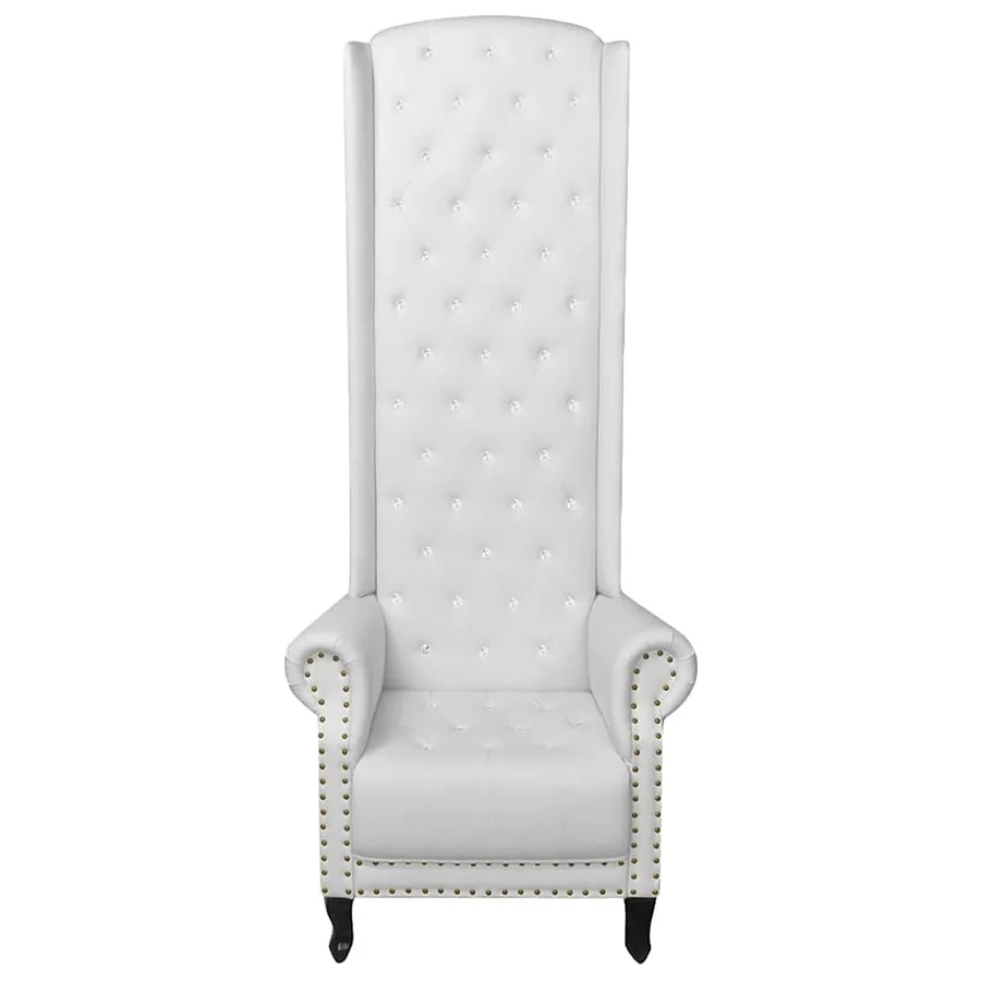 Chaise à dossier haut blanc similicuir - 3