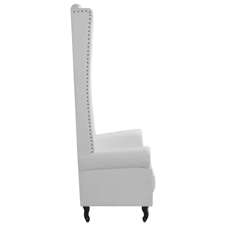 Chaise à dossier haut blanc similicuir - 4