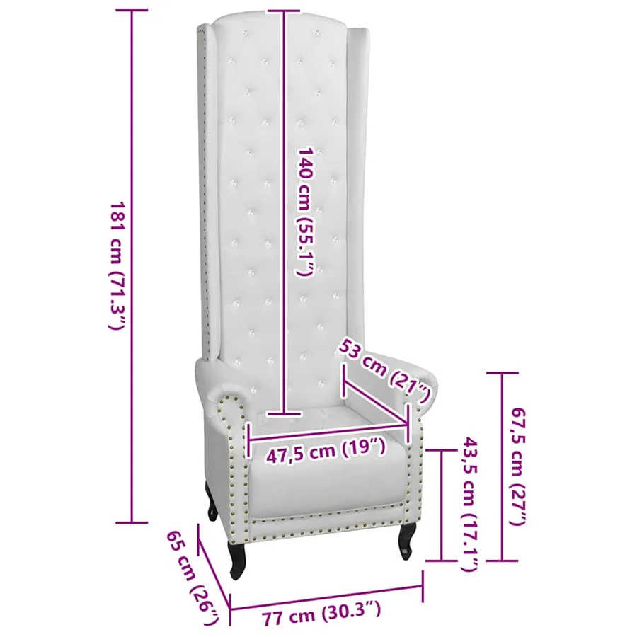 Chaise à dossier haut blanc similicuir - 6