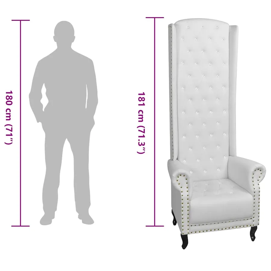 Chaise à dossier haut blanc similicuir - 7