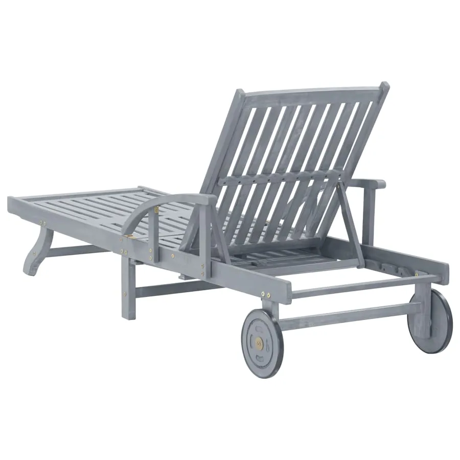 Chaise longue de jardin avec coussin Bois d'acacia solide - 8