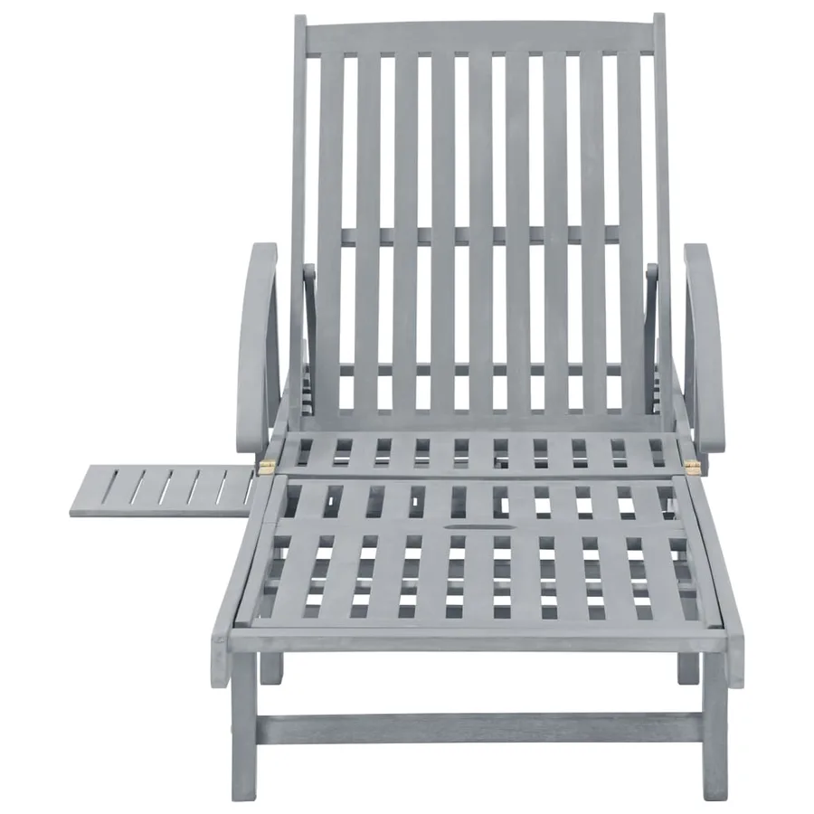 Chaise longue de jardin avec coussin Bois d'acacia solide - 9